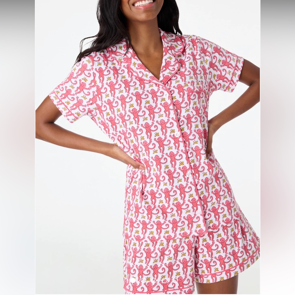 ROLLER RABBIT pink monkey polo pajamas
